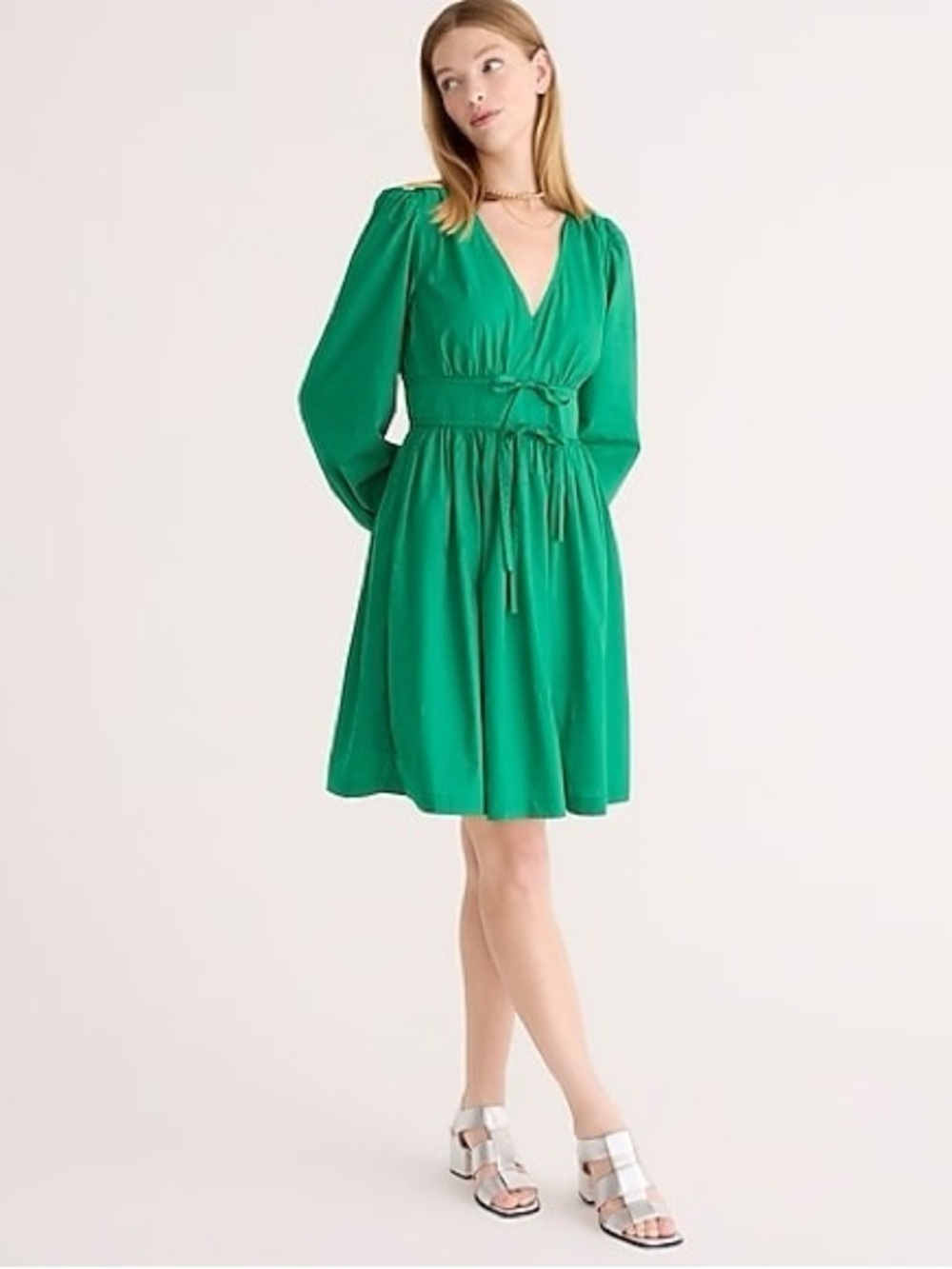 J Crew Poplin Mini Tie Front Mini Dress